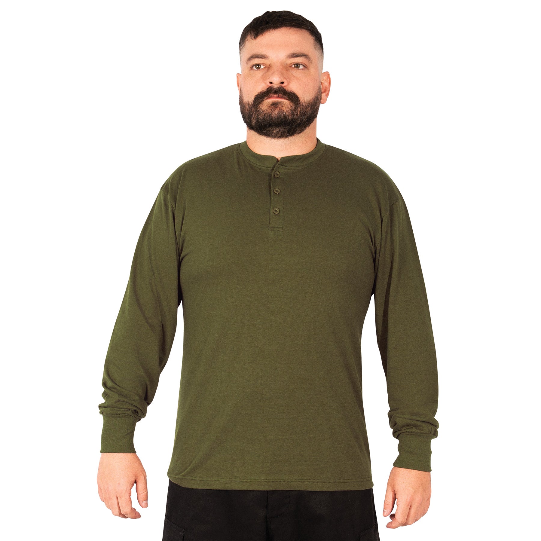 Rothco Long Sleeve Henley T-Shirt Olive Drab Size 2XL – Comfortable Casual Military Style