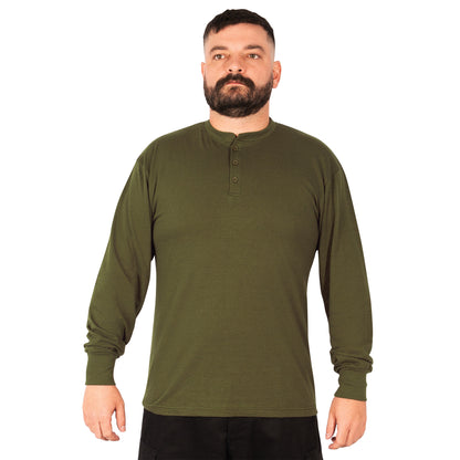 Rothco Long Sleeve Henley T-Shirt Olive Drab Size 2XL – Comfortable Casual Military Style