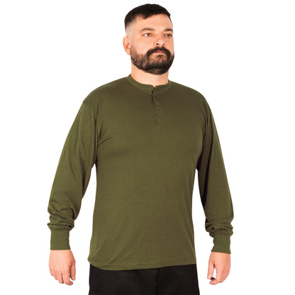 Rothco Long Sleeve Henley T-Shirt Olive Drab Size 3XL – Comfortable Casual Military Style