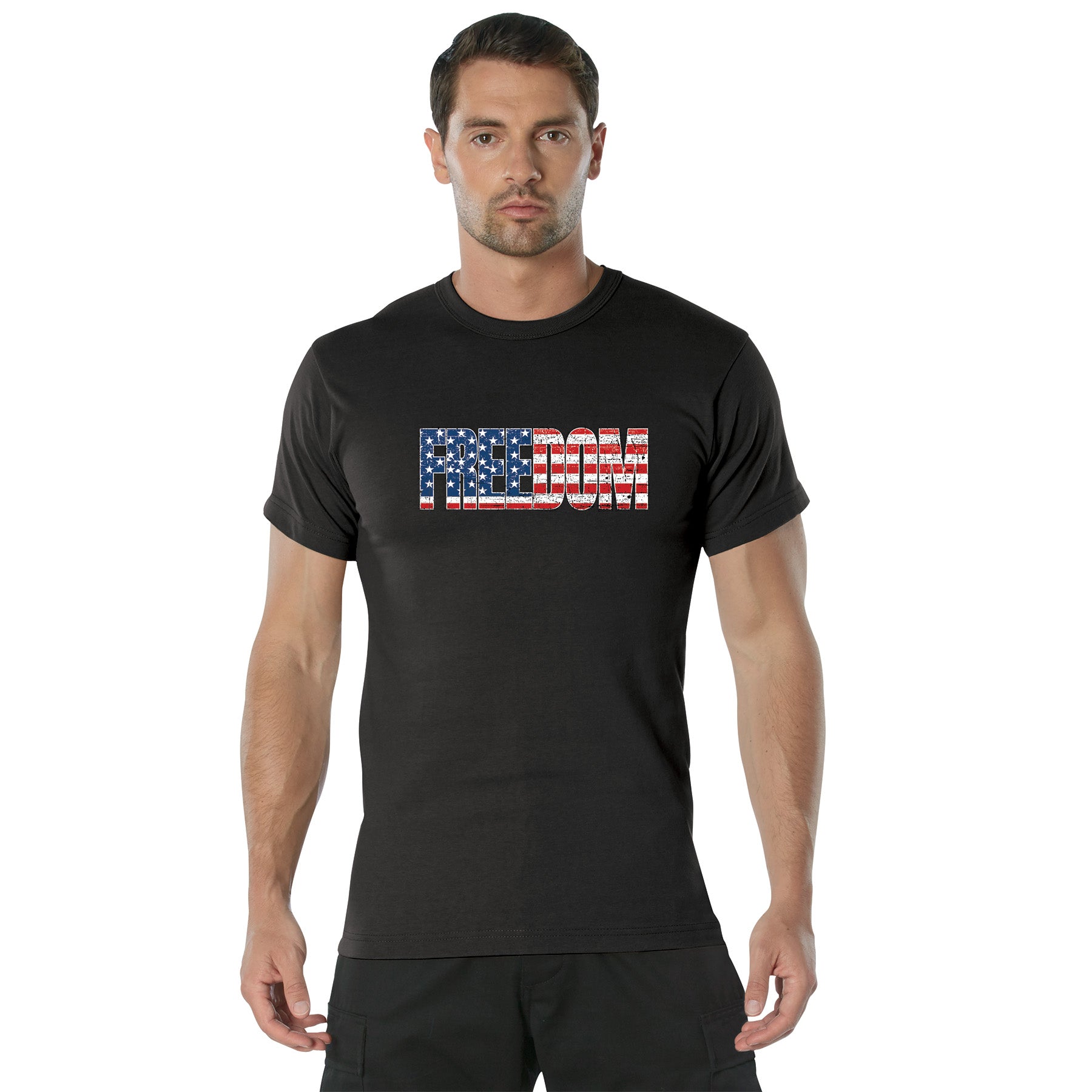 Rothco Freedom US Flag T-Shirt Size Large - Patriotic Military Style Cotton Tee