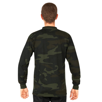 Rothco Long Sleeve Henley T-Shirt in Midnight Woodland Camo – Size Large