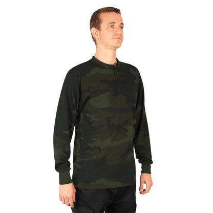 Rothco Long Sleeve Henley T-Shirt Midnight Woodland Camo Size XL
