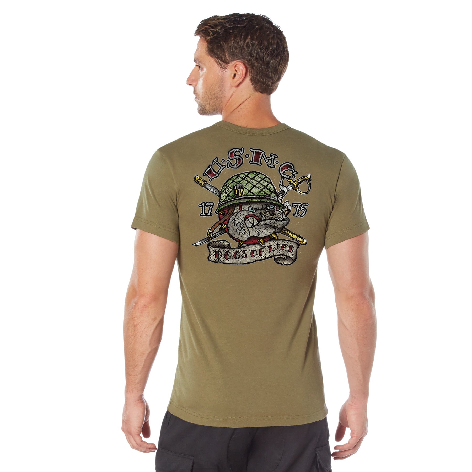 Rothco USMC Dogs of War T-Shirt in Coyote Brown, Size 2XL