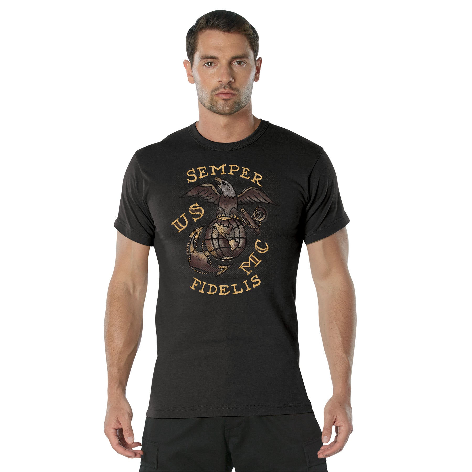 Rothco USMC Semper Fidelis T-Shirt Black Size M – Officially Licensed Marine Corps Apparel