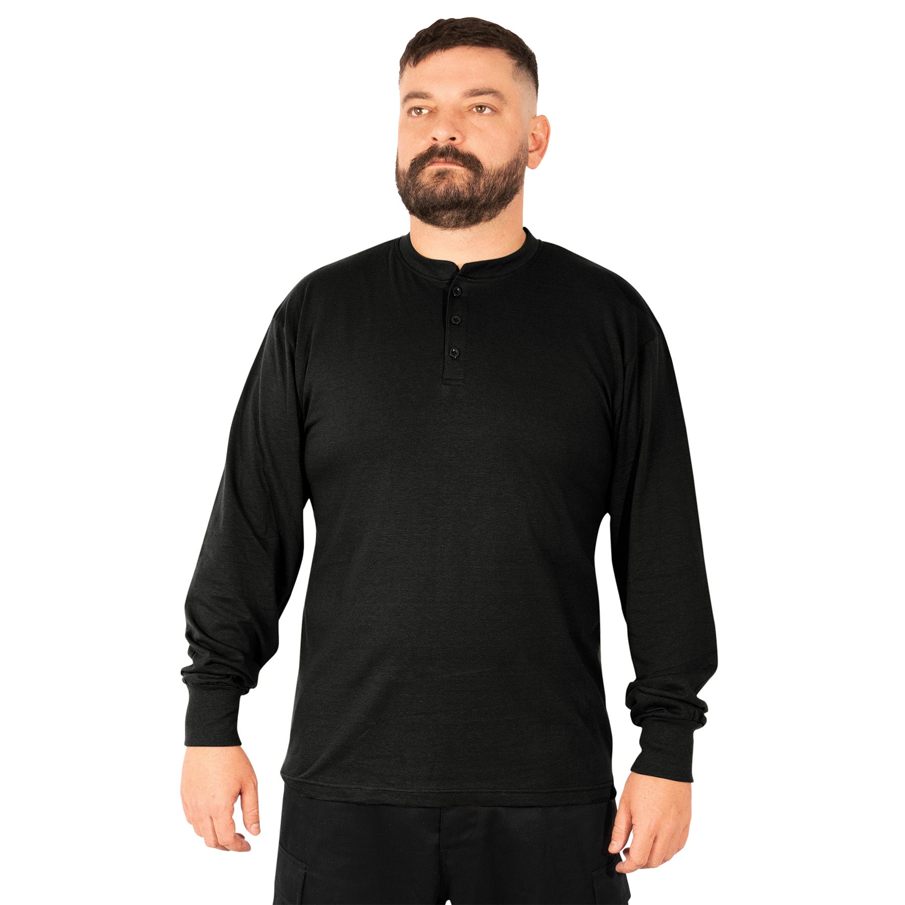 Rothco Long Sleeve Henley T-Shirt Black Size 2XL - Comfortable Casual Military Style