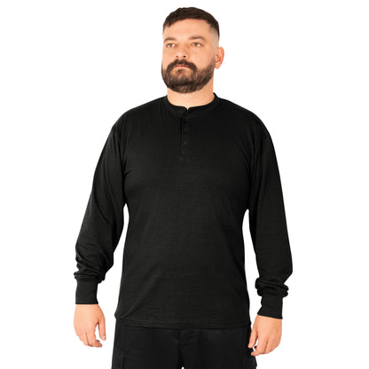 Rothco Long Sleeve Henley T-Shirt in Black, Size Small