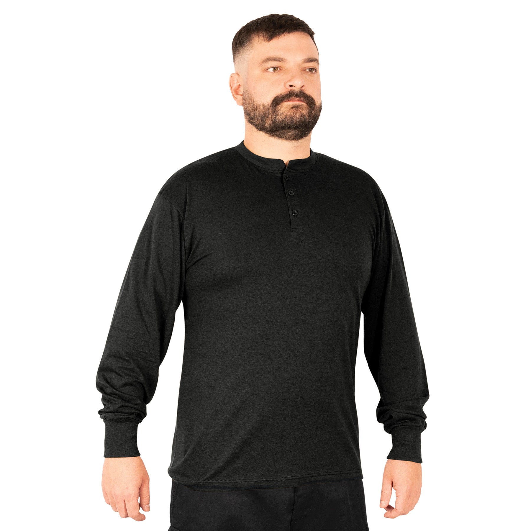 Rothco Long Sleeve Henley T-Shirt in Black, Size Small