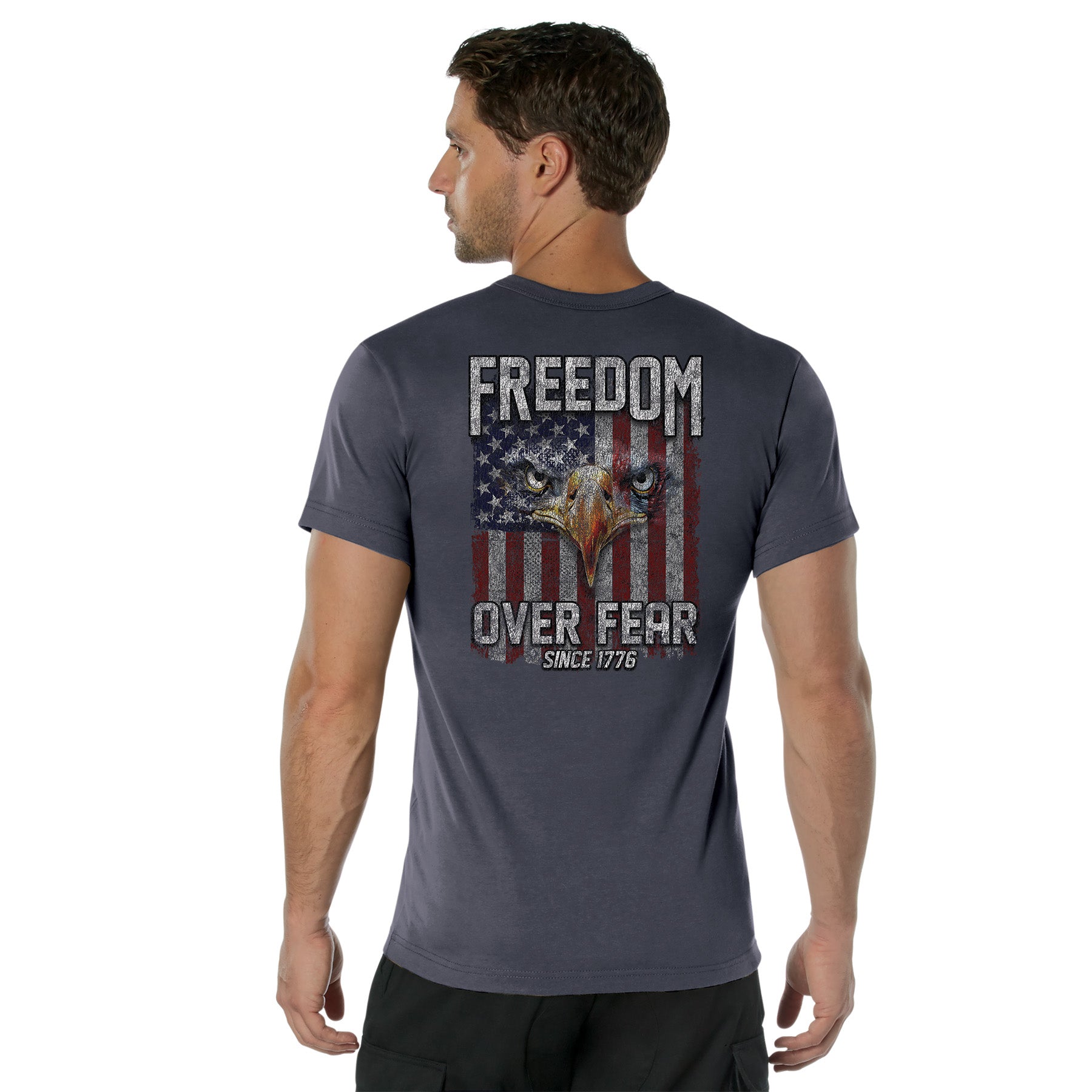 Rothco Freedom Over Fear T-Shirt Charcoal Grey 2XL – Patriotic American Graphic Tee