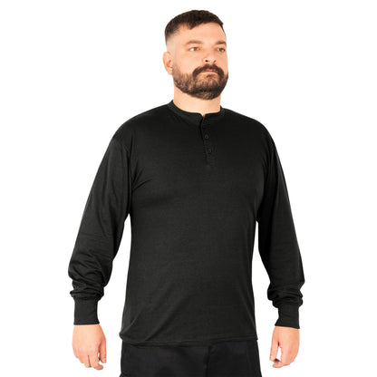 Rothco Long Sleeve Henley T-Shirt Black Size XL – Comfortable Casual Military Style