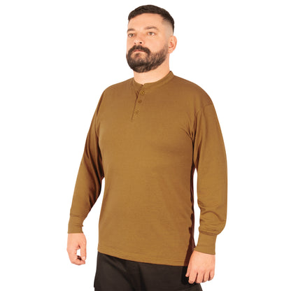 Rothco Long Sleeve Henley T-Shirt in Work Brown Size M