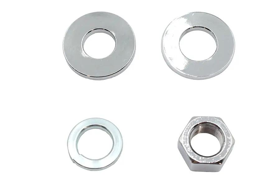 V-Twin Chrome Rear Axle Nut Kit for Harley FX Models – 3/4 Inch Axle, Square Swingarms by V-Twin