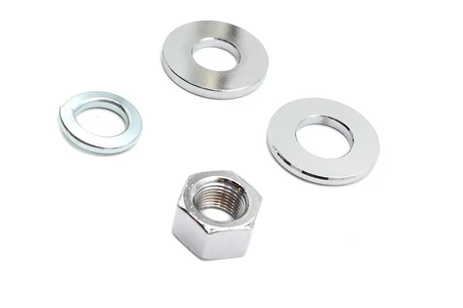 V-Twin Chrome Rear Axle Nut Kit for Harley FX Models – 3/4 Inch Axle, Square Swingarms by V-Twin