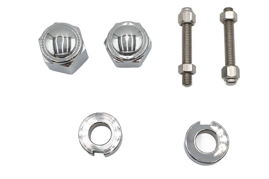 V-Twin Chrome Rear Axle Adjuster and Nut Kit for Harley Davidson FXST and FLST Models by V-Twin