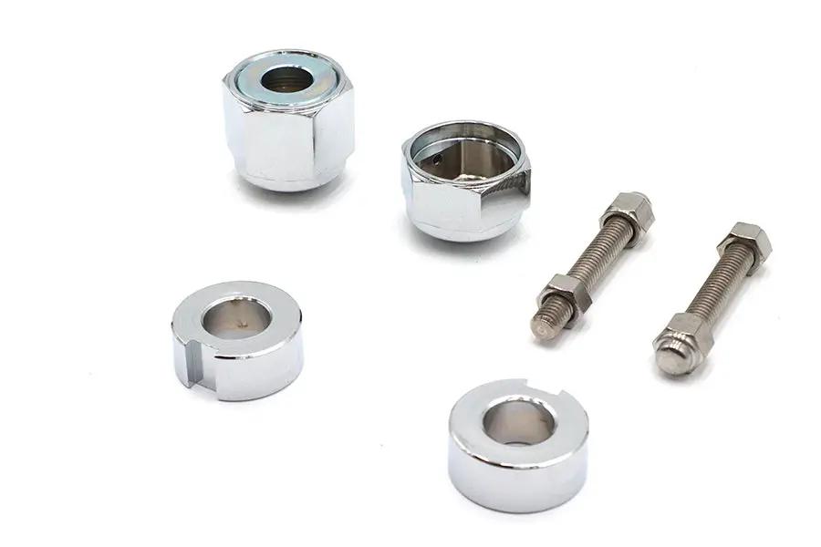 V-Twin Chrome Rear Axle Adjuster and Nut Kit for Harley Davidson FXST and FLST Models by V-Twin