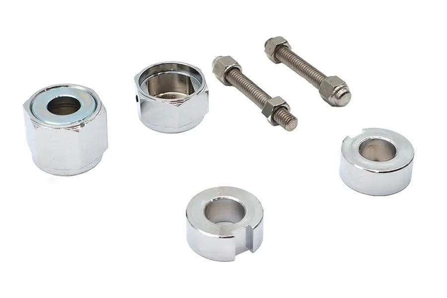 V-Twin Chrome Rear Axle Adjuster and Nut Kit for Harley Davidson FXST and FLST Models by V-Twin