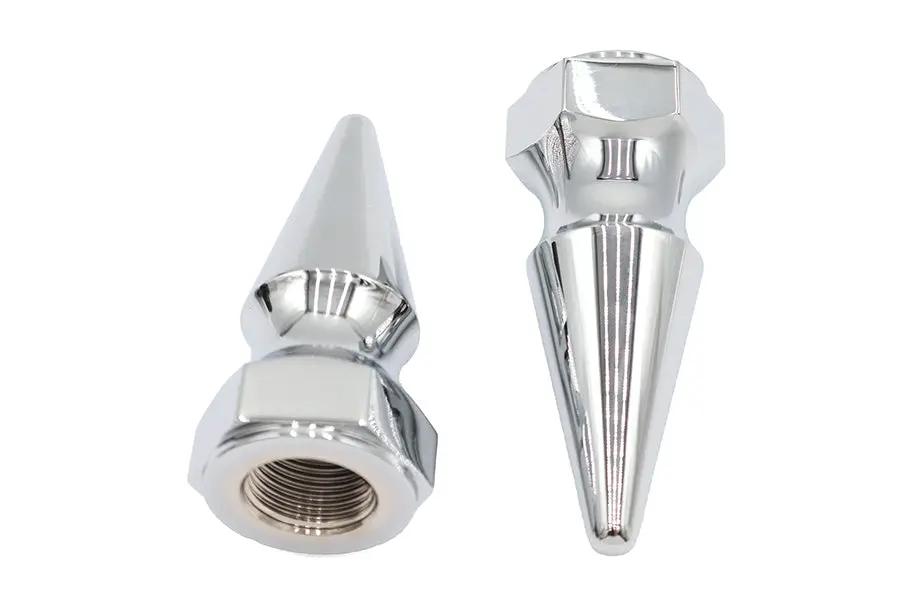 V-Twin Chrome Axle Nut Kit Pike Style with 3/4 Inch-16 Fine Thread and 1-1/4 Inch Diameter by V-Twin