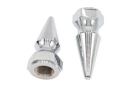 V-Twin Chrome Axle Nut Kit Pike Style with 3/4 Inch-16 Fine Thread and 1-1/4 Inch Diameter by V-Twin