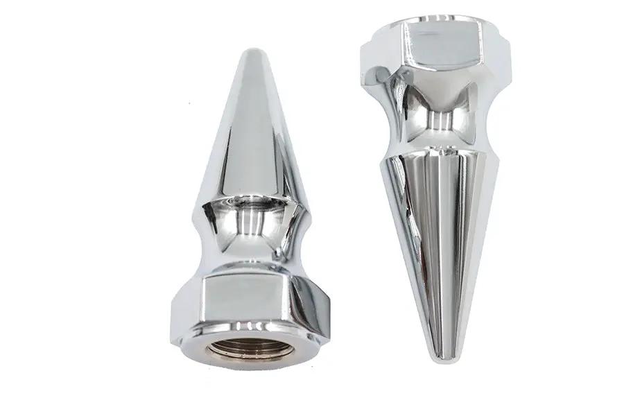 V-Twin Chrome Axle Nut Kit Pike Style with 3/4 Inch-16 Fine Thread and 1-1/4 Inch Diameter by V-Twin