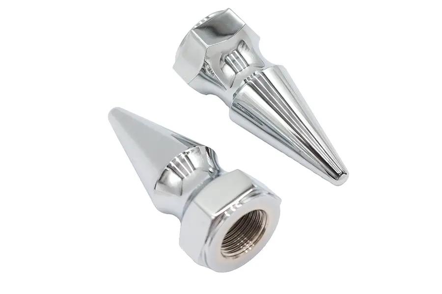 V-Twin Chrome Axle Nut Kit Pike Style with 3/4 Inch-16 Fine Thread and 1-1/4 Inch Diameter by V-Twin