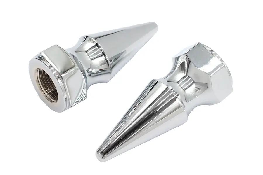 V-Twin Chrome Axle Nut Kit Pike Style with 3/4 Inch-16 Fine Thread and 1-1/4 Inch Diameter by V-Twin