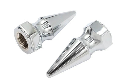 V-Twin Chrome Axle Nut Kit Pike Style with 3/4 Inch-16 Fine Thread and 1-1/4 Inch Diameter by V-Twin