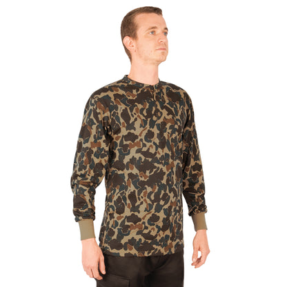 Rothco Long Sleeve Henley T-Shirt in Fred Bear Camo – Size Small