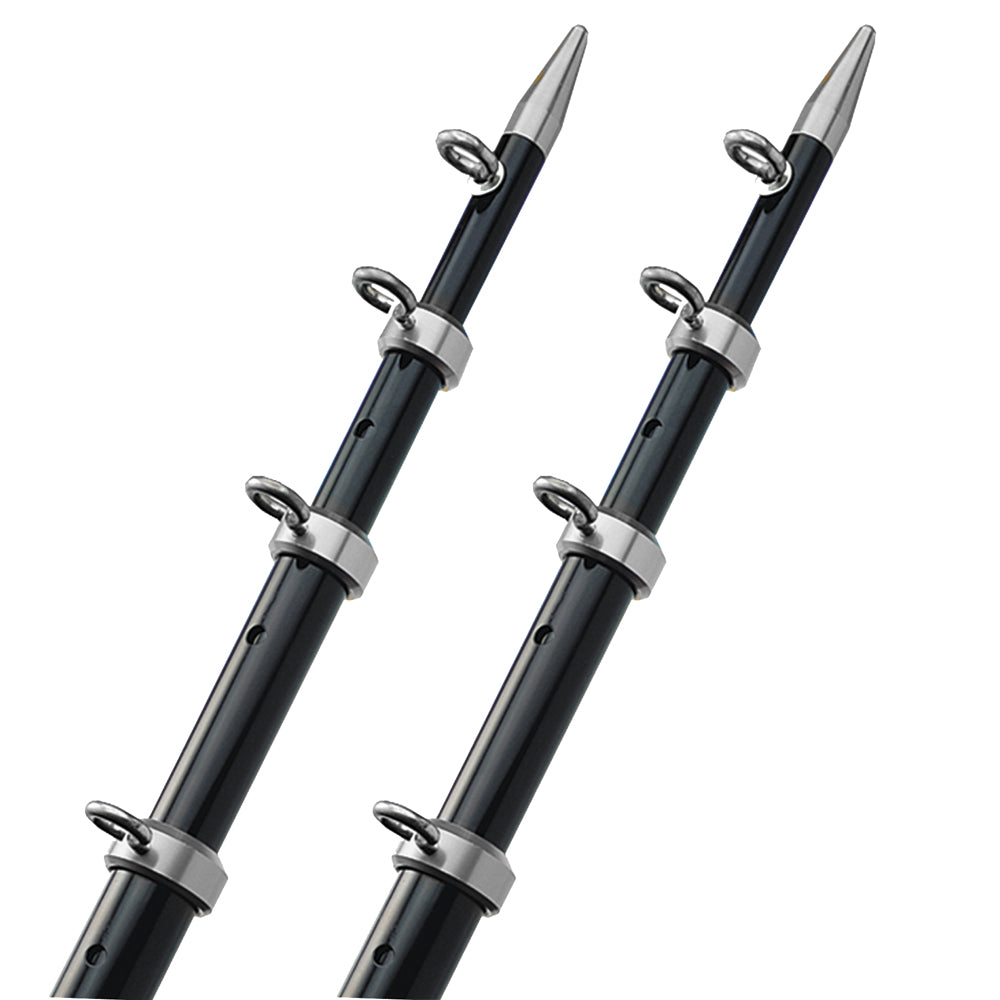 TACO Marine 15' Telescoping Outrigger Poles HD 1-1/2 inch Black and Silver