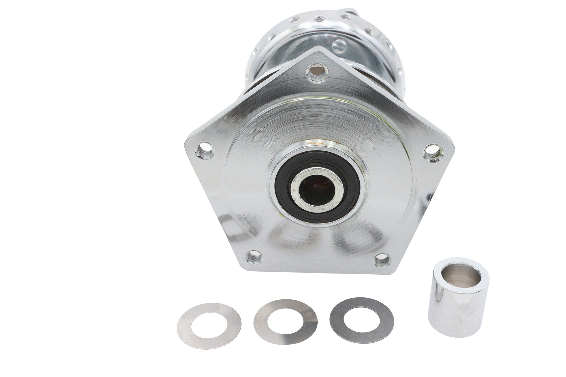 V-Twin Chrome Rear Wheel Hub with Bearings and Seals for Harley Davidson FLT Models