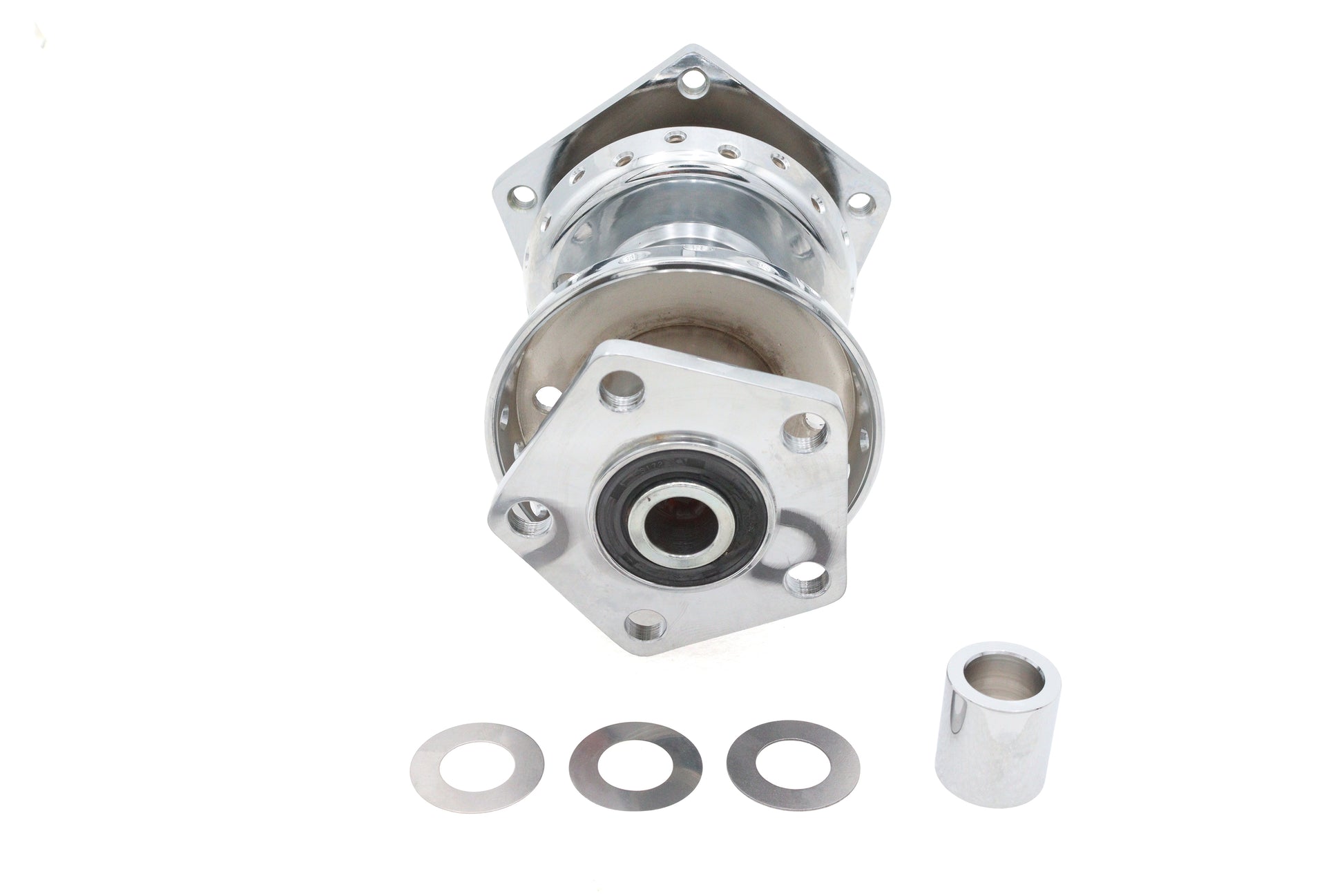 V-Twin Chrome Rear Wheel Hub with Bearings and Seals for Harley Davidson FLT Models