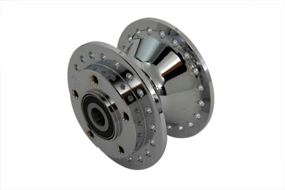 V-Twin Chrome Front Wheel Hub with 3/4 Inch Bearings for Harley Davidson XL & FXD Models