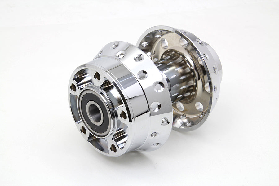 V-Twin Chrome Front Wheel Hub with 3/4 Inch Bearings for Harley Davidson FXST & FLSTC Models