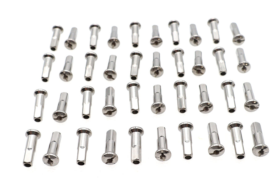 V-Twin Spoke 40 Piece Chrome Nipple Set - 1.02 Inch Length for 6-8 Gauge Spokes