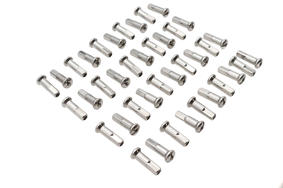 V-Twin Spoke 40 Piece Chrome Nipple Set - 1.02 Inch Length for 6-8 Gauge Spokes