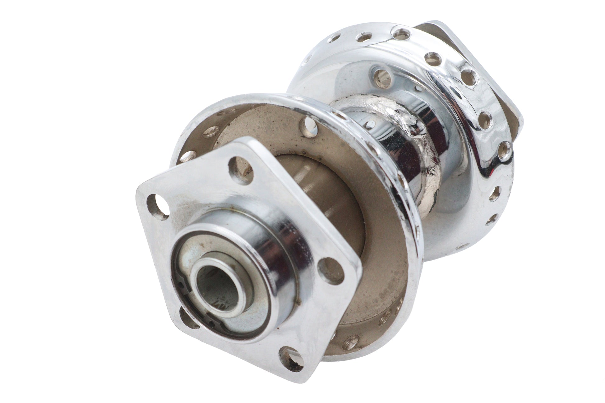 V-Twin Factory Sample Chrome Wheel Hub with 3/4 inch Bearings - Fits Harley Davidson 1974-1984 FX and FL Models