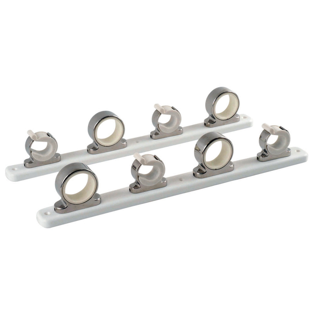 TACO Marine F16-2752-1 4-Rod Hanger with Poly Rack in Polished Stainless Steel