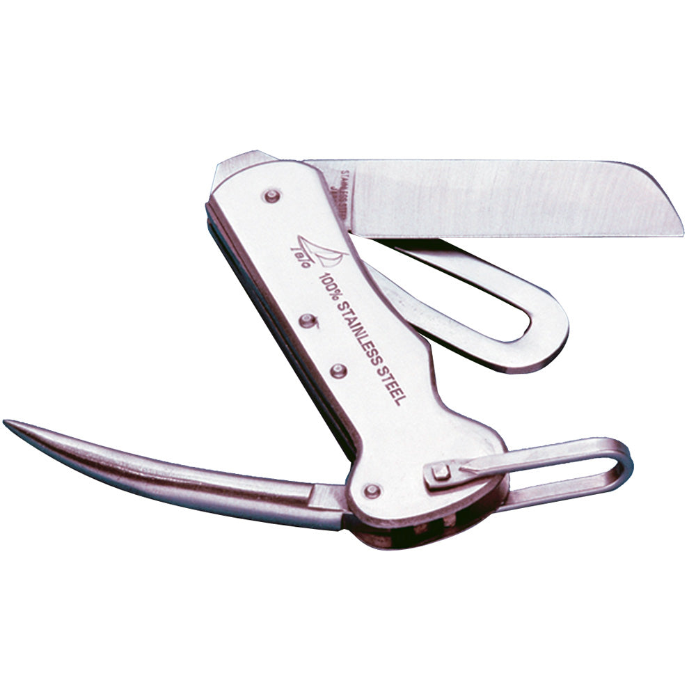 Davis Instruments Deluxe Rigging Knife Part 1551 - Stainless Steel Marine Tool with Marlin Spike and Shackle Key