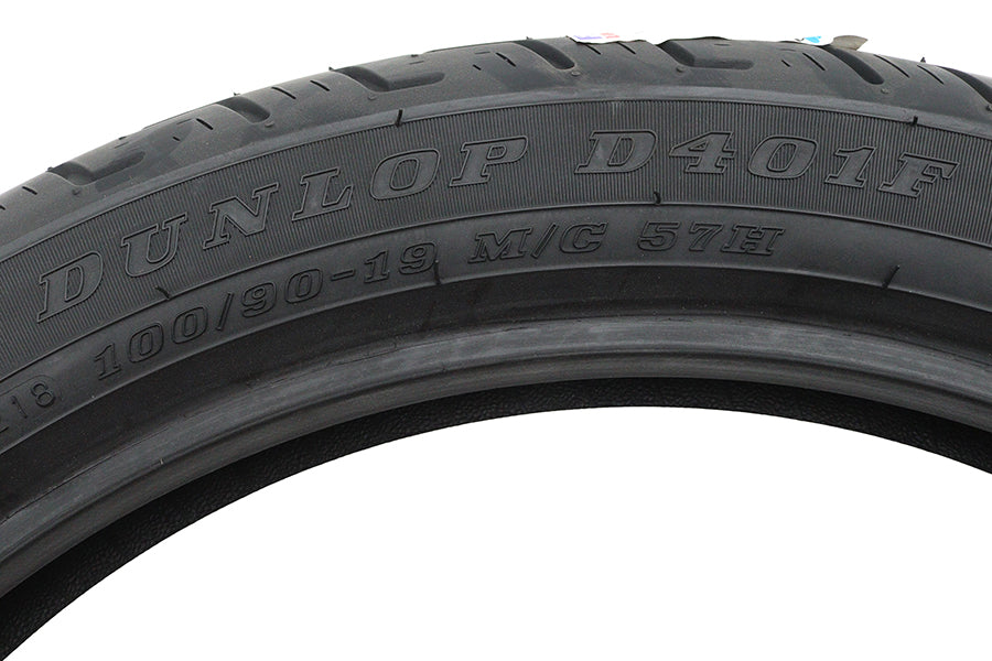 Dunlop D401 100/90H x 19 Inch Blackwall Motorcycle Tire with Advanced Tread Pattern and Wet Grip Enhancement