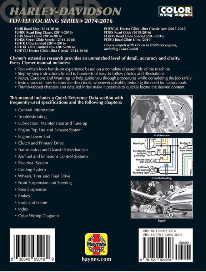 Clymer Harley-Davidson FLH/FLT Touring Series 2014-2016 Repair Manual - Part No. CM257