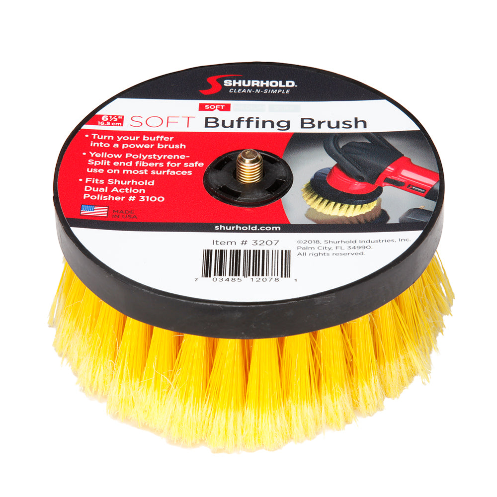 Shurhold 3207 Soft Buffing Brush for Dual Action Polisher - 6-1/2 inch yellow polystyrene fibers