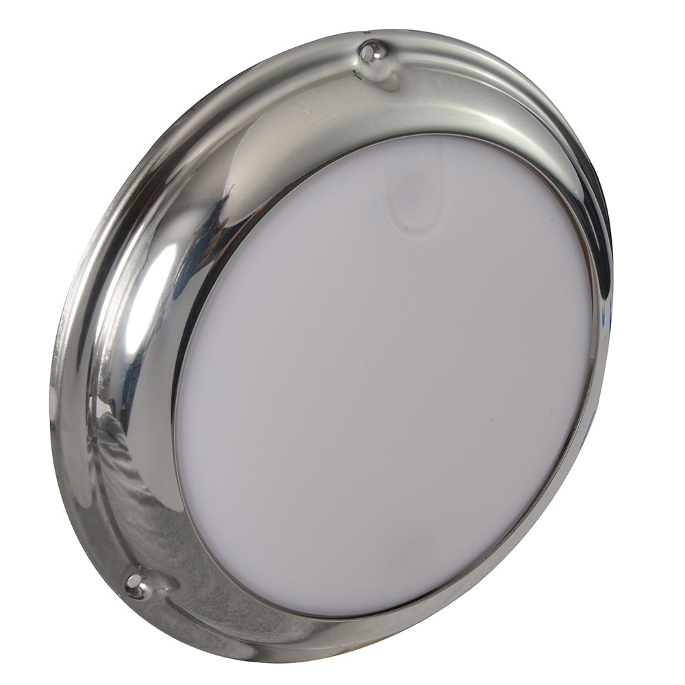 Lumitec TouchDome Dome Light with Polished Stainless Steel Finish and 2-Color White/Blue Dimming