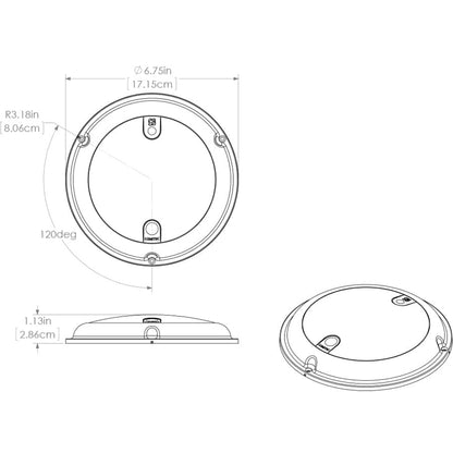 Lumitec TouchDome Dome Light with Polished Stainless Steel Finish and 2-Color White/Blue Dimming