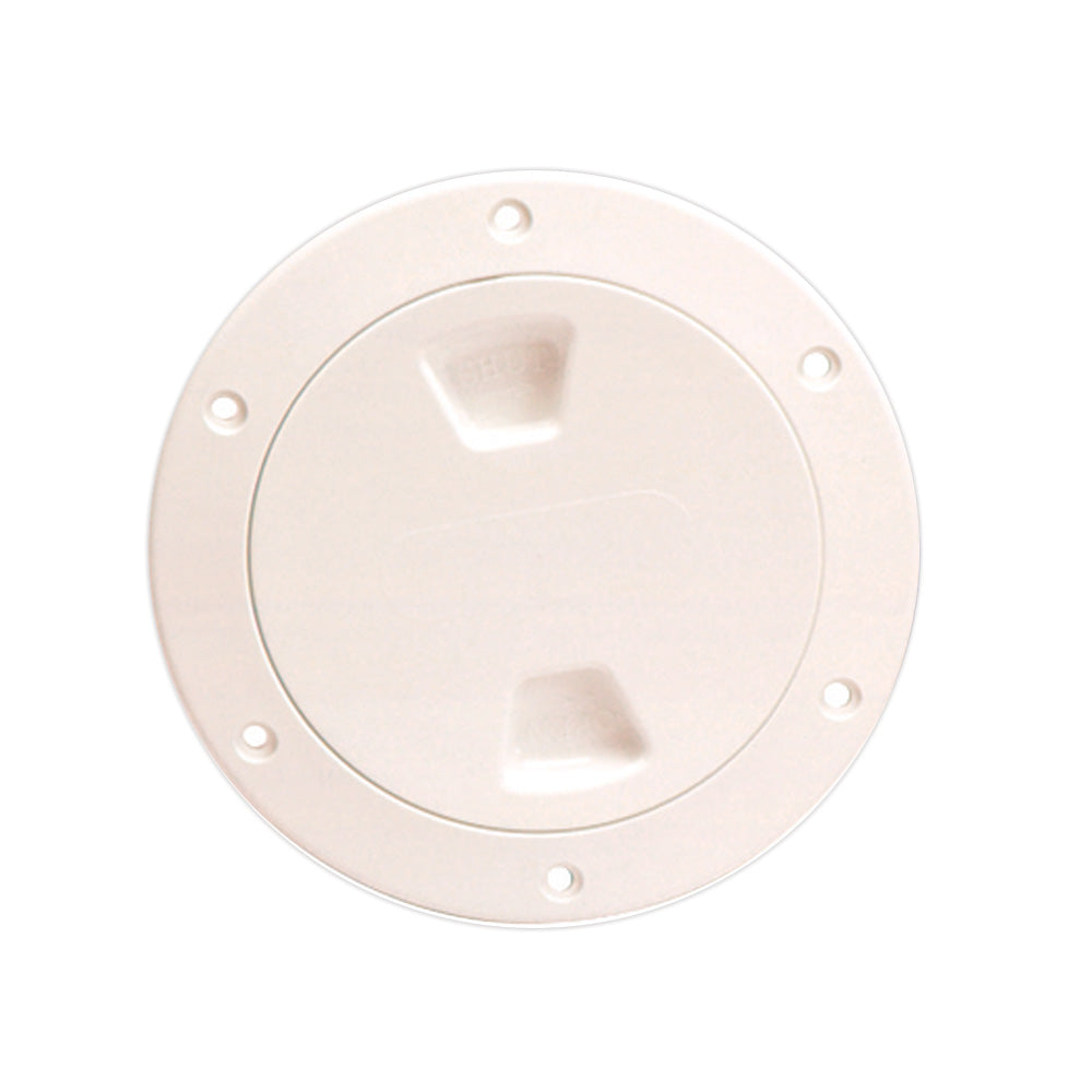 Beckson Marine 4-Inch Smooth Center Screw-Out Deck Plate - Beige