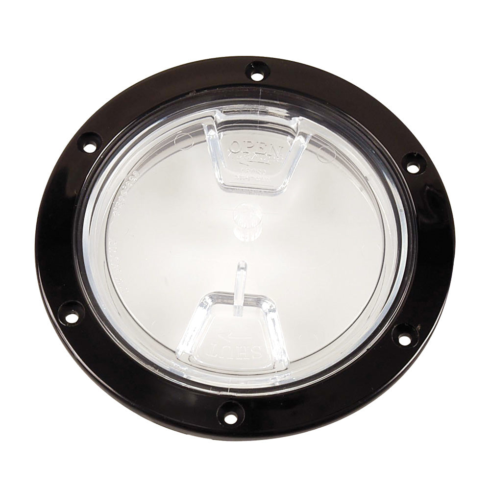 Beckson Marine 4-Inch Clear Center Screw-Out Deck Plate - Black