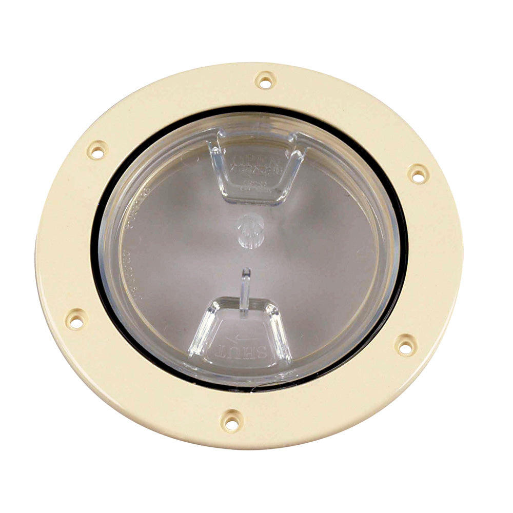 Beckson Marine 4-Inch Clear Center Screw-Out Deck Plate - Beige