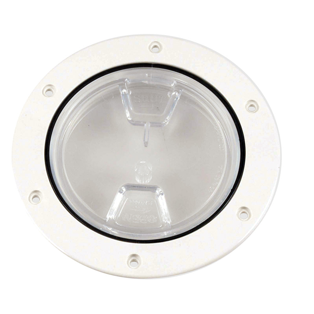 Beckson Marine 4-Inch Clear Center Screw-Out Deck Plate - White