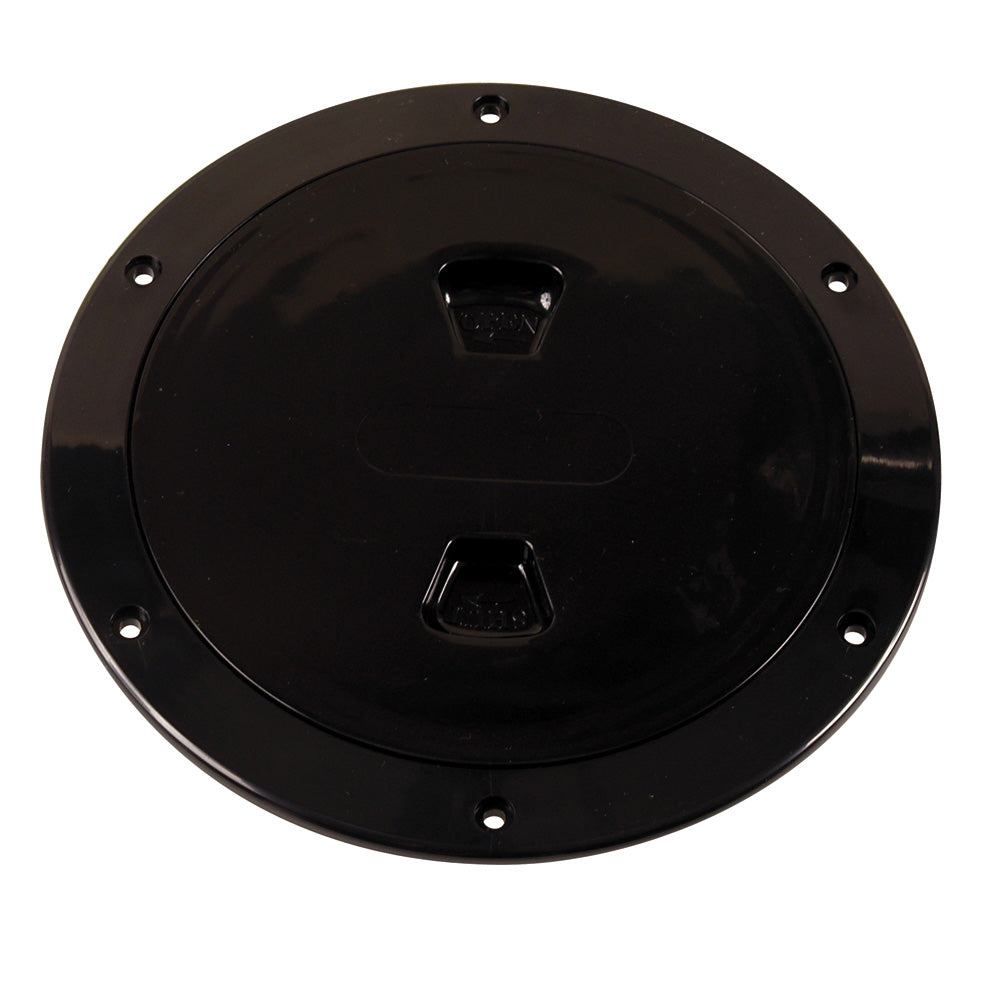 Beckson Marine 6-Inch Smooth Center Screw-Out Deck Plate - Black (Part Number DP60-B)