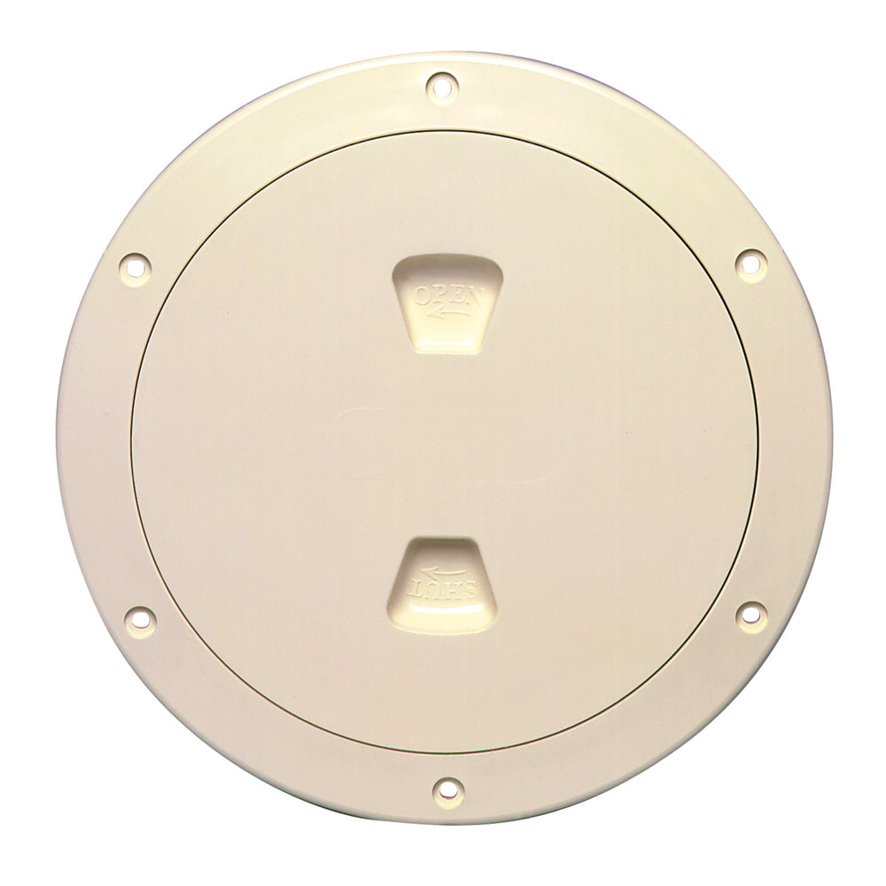 Beckson Marine 6-Inch Smooth Center Screw-Out Deck Plate - Beige