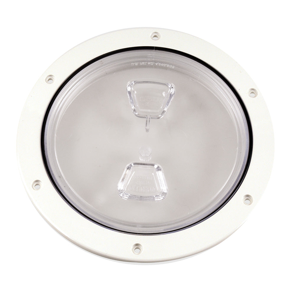 Beckson Marine 6-Inch Clear Center Screw-Out Deck Plate - White
