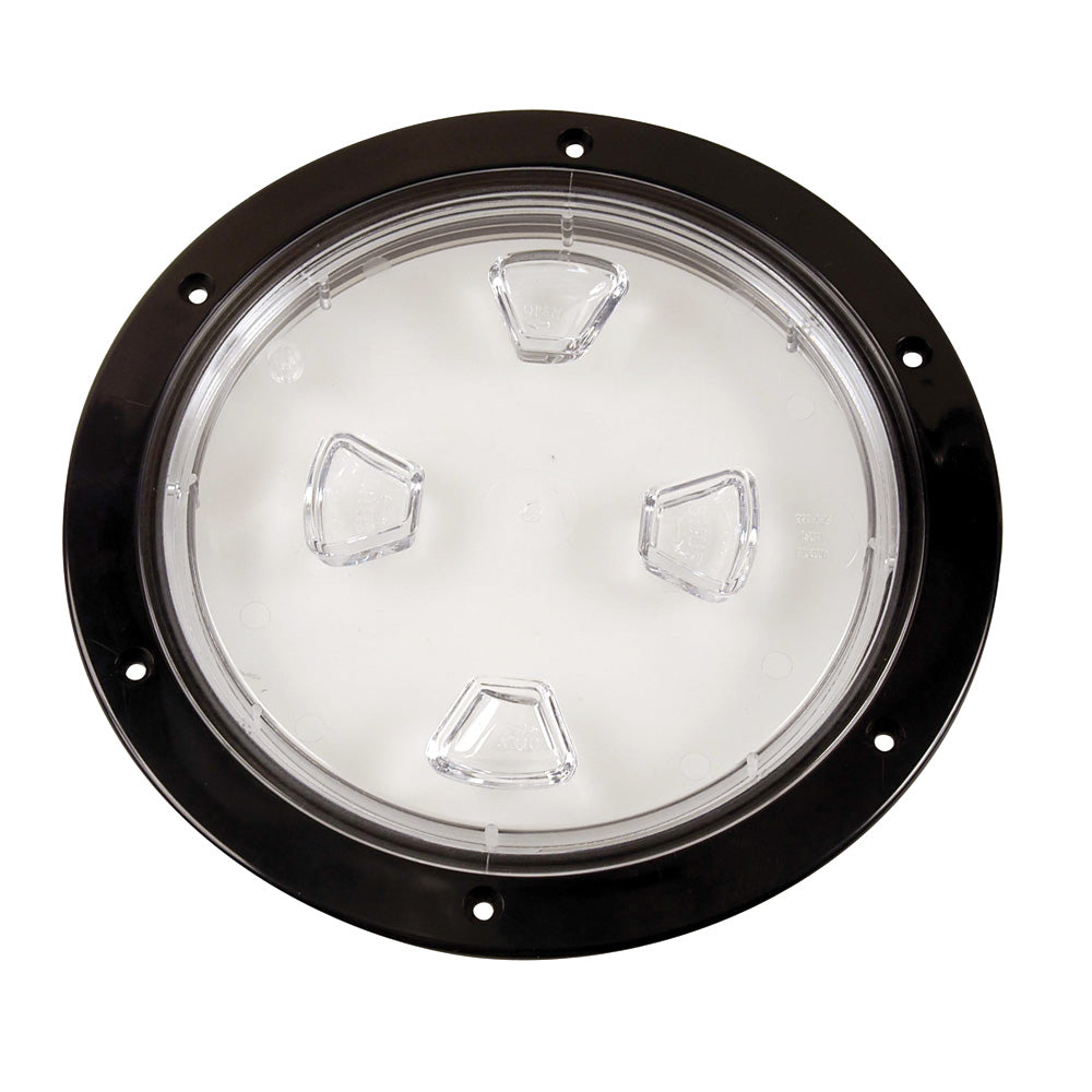Beckson Marine 8-Inch Clear Center Screw-Out Deck Plate - Black