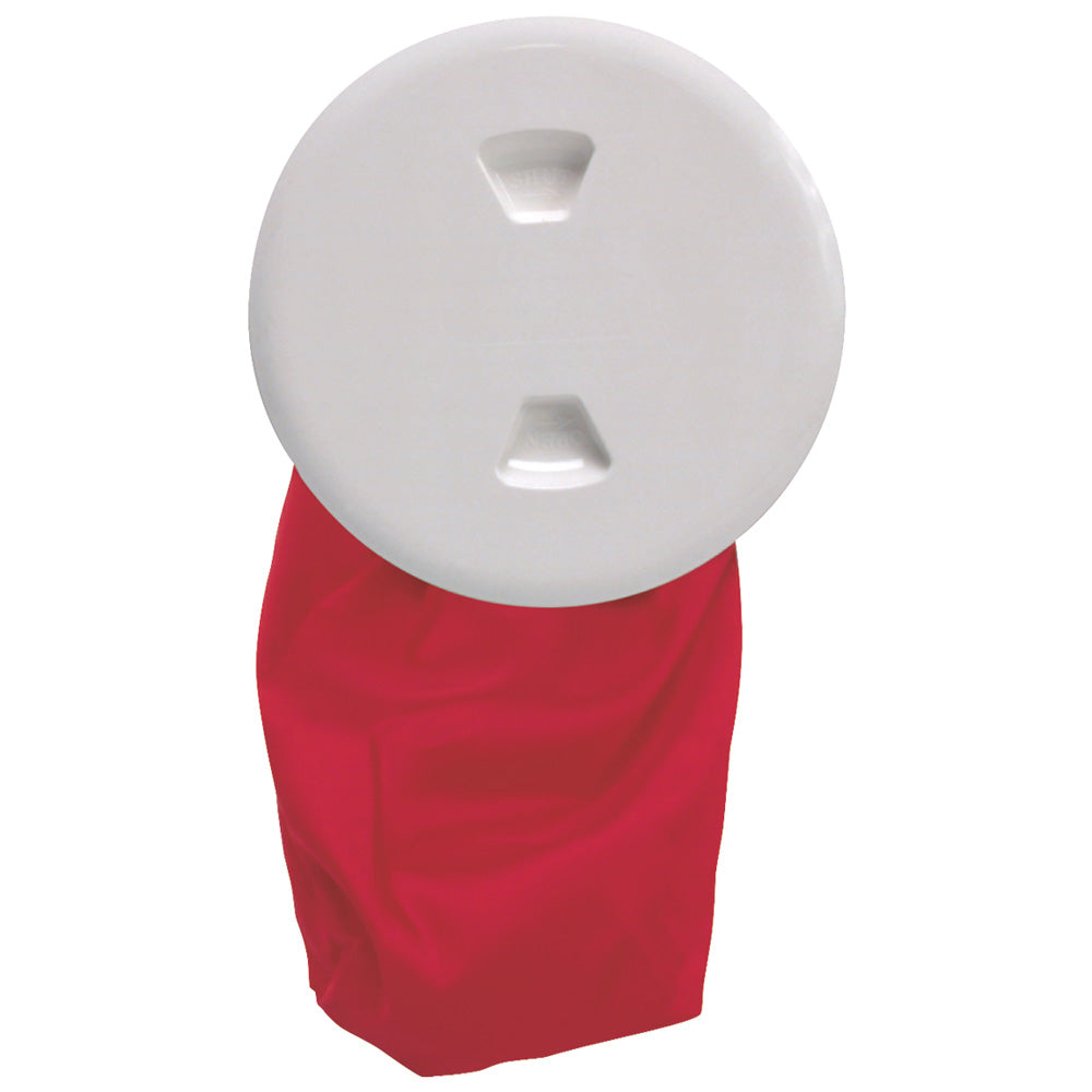 Beckson Marine 5-Inch Stow-Away Deck Plate with Removable Bag, White